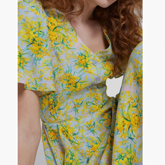 & OTHER STORIES Floral Print Flutter Sleeve Midi Dress Size 4 - Picture 3 of 13